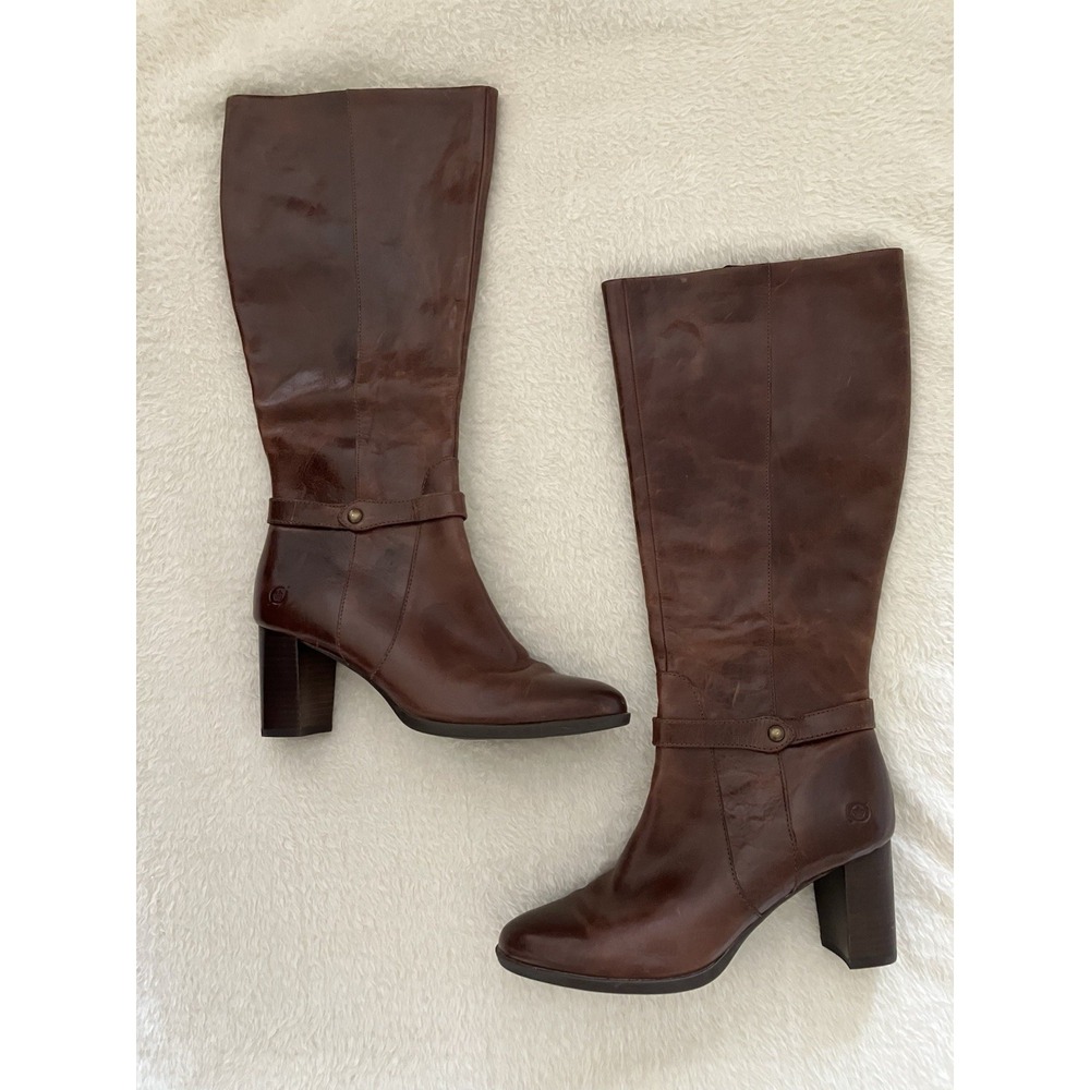 Born Ellendale Knee High Boots Rich Brown Leather Size 9